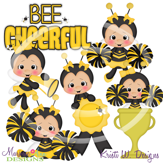 Bee Cheerful SVG Cutting Files Includes Clipart - Click Image to Close